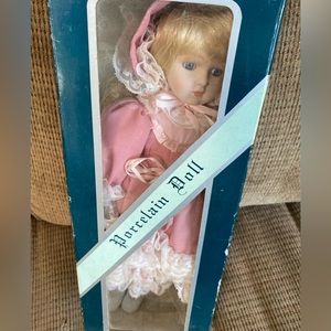 Vintage Fortunoff Exquisitely Hand Crafted Porcelin Doll-Katy16" Puffy Pink Lace